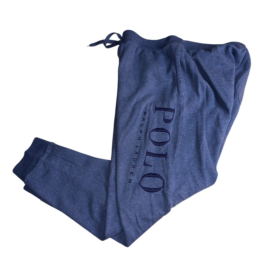 Polo Ralph Lauren Sweatpants Large Blue Joggers Embroidered Logo Fleece